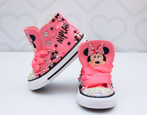 Minnie Mouse shoes- Minnie Mouse bling Converse-Girls Minnie Mouse Shoes- Minnie Mouse Converse