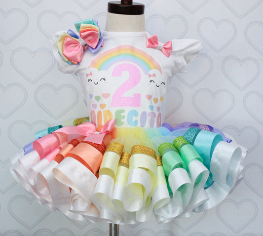 Rainbow and Clouds tutu set-Rainbow and Clouds outfit-Rainbow and Clouds dress-Rainbow and Clouds birthday outfit(deluxe)