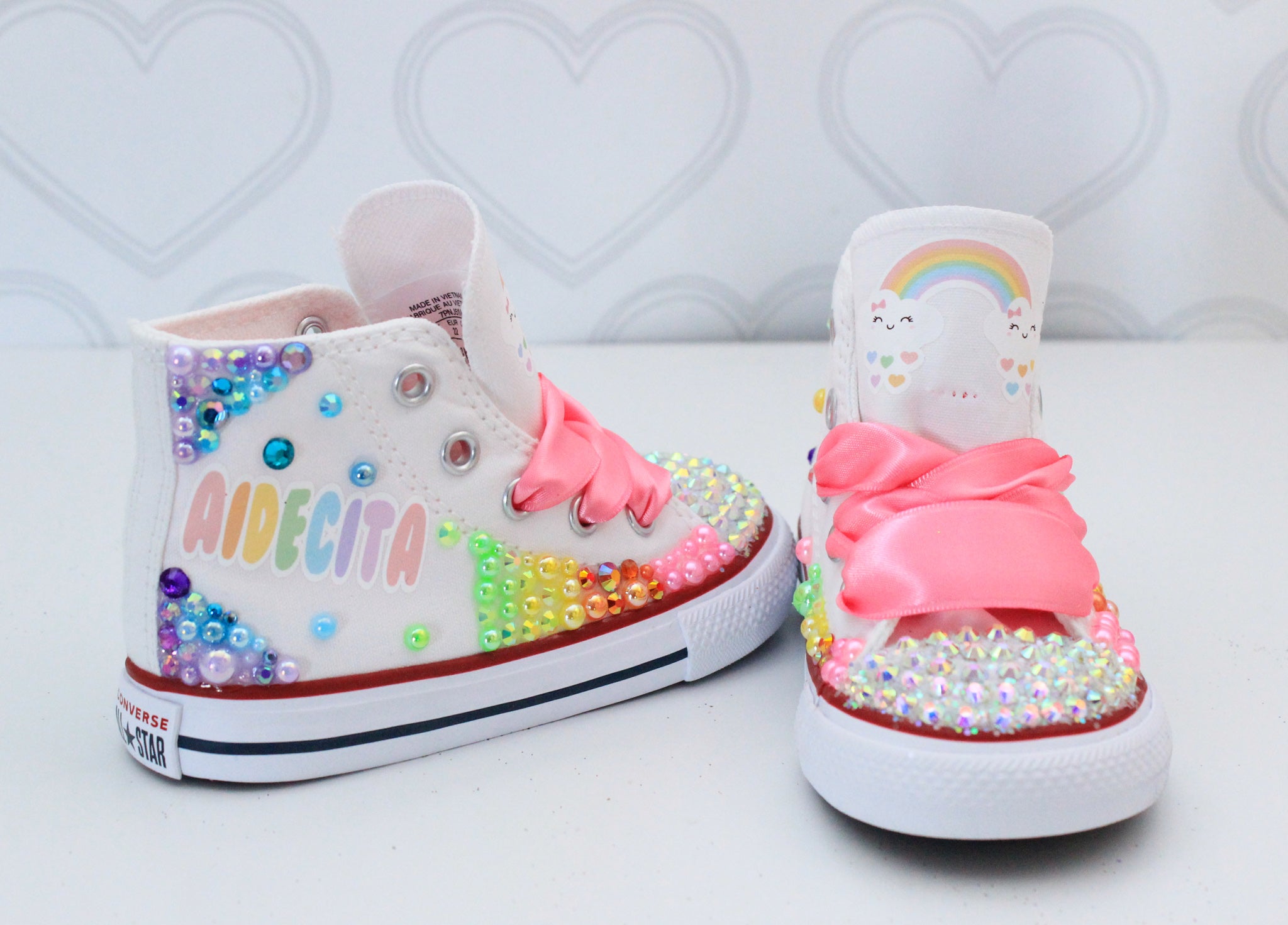 Rainbow and clouds shoes- Rainbow and clouds bling Converse-Girls Rainbow and clouds Shoes-Rainbow and clouds Converse