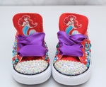 Load image into Gallery viewer, The little mermaid shoes-The little mermaid bling Converse-Girls The little mermaid Shoes
