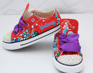 The little mermaid shoes-The little mermaid bling Converse-Girls The little mermaid Shoes