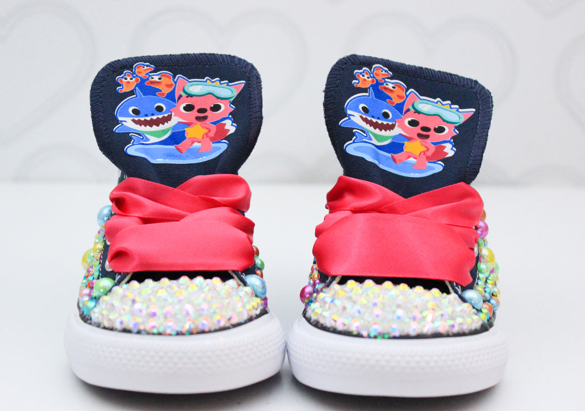 Baby shark shoes- Baby shark bling Converse-Girls Baby shark Shoes ...