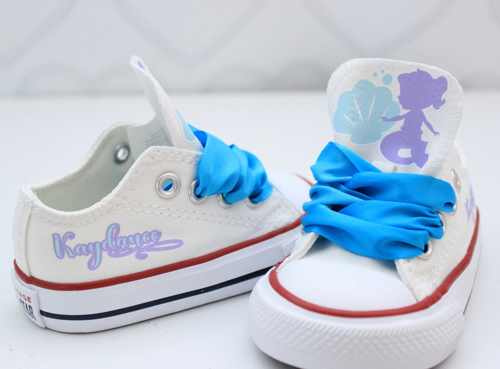Cute Little Mermaid Converse Shoes Shell Simulation DIY Bling