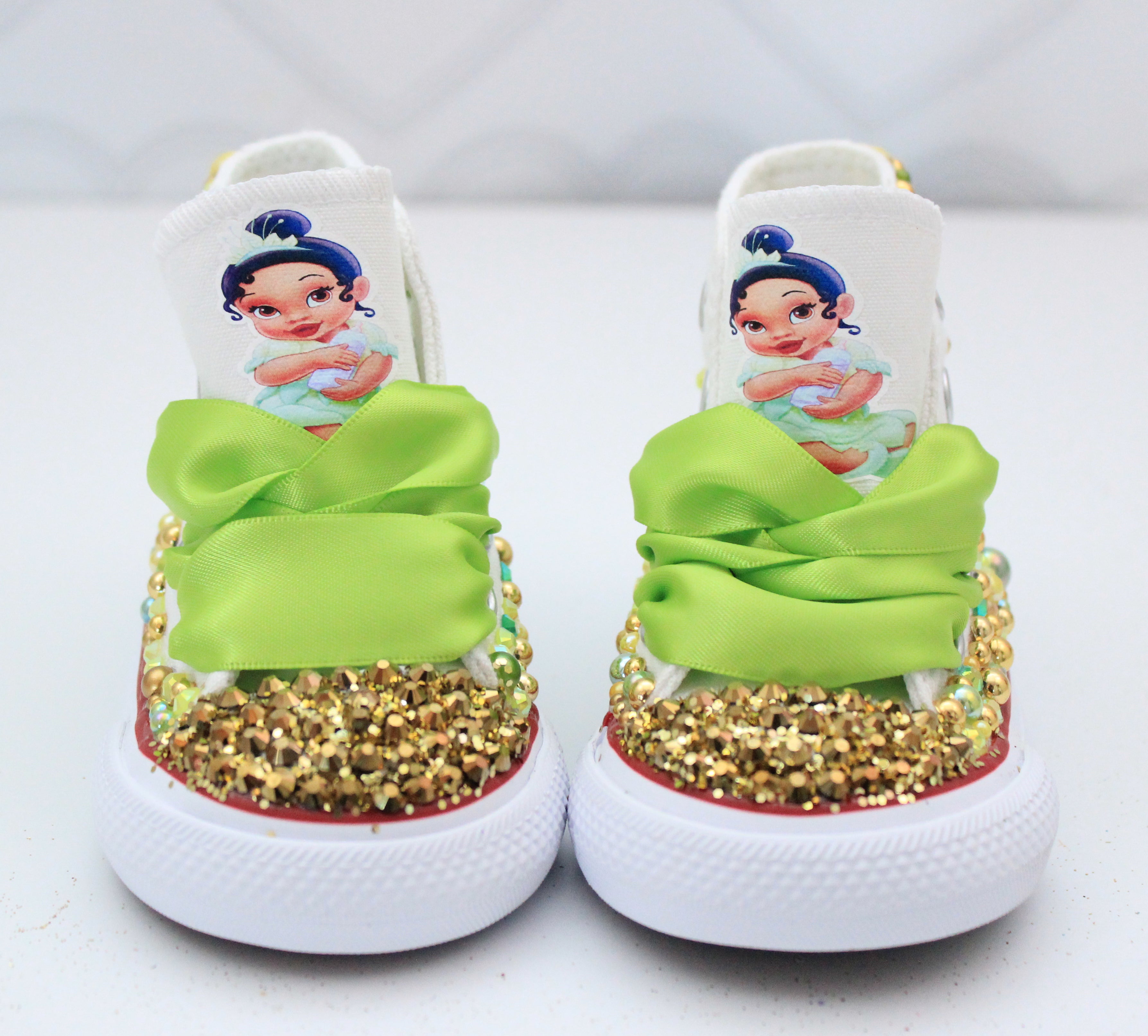 Princess Tiana Custom Converse, Kids Shoe Size 10-3