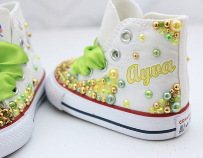 Princess Tiana shoes- Princess Tiana bling Converse-Girls Princess Tiana Shoes