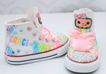Load image into Gallery viewer, Cocomelon shoes- Cocomelon bling Converse-Girls Cocomelon Shoes-Cocomelon Converse
