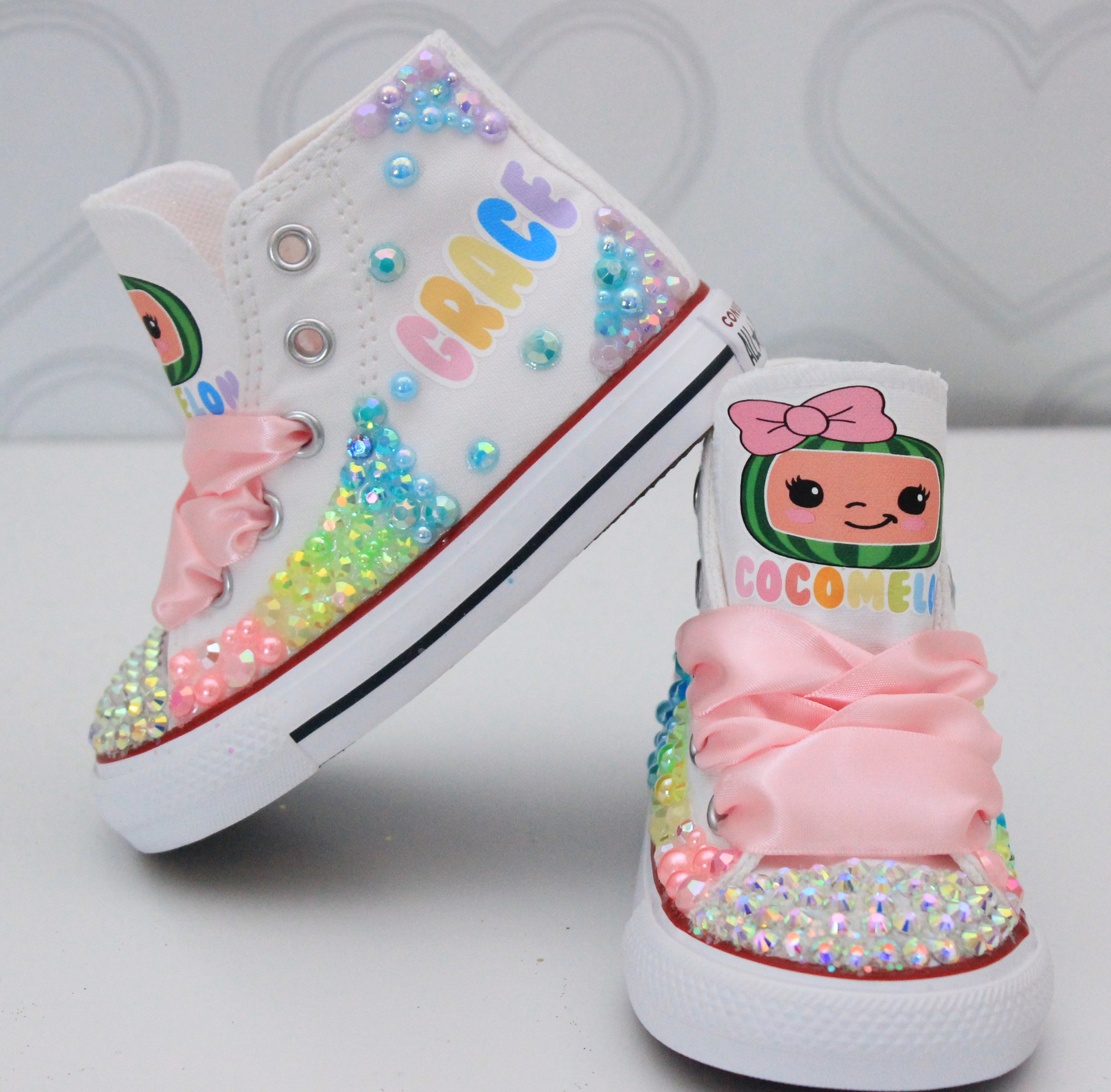 Cocomelon shoes- Cocomelon bling Converse-Girls Cocomelon Shoes-Cocomelon Converse