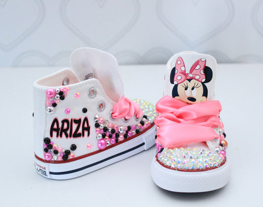 Minnie Mouse shoes- Minnie Mouse bling Converse-Girls Minnie Mouse Shoes- Minnie Mouse Converse
