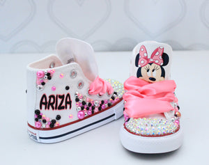 Minnie Mouse shoes- Minnie Mouse bling Converse-Girls Minnie Mouse Shoes- Minnie Mouse Converse