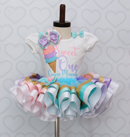 Ice Cream Tutu set-  Ice Cream outfit-Ice Cream dress-Ice Cream tutu-Sweet one tutu-sweet one outfit