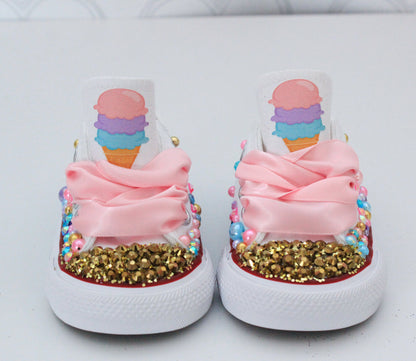 Sweet one shoes- Sweet one bling Converse-Girls Sweet one Shoes-ice cream shoes