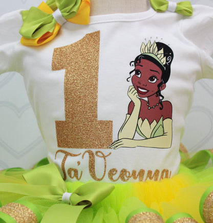 Princess Tiana tutu set- Princess Tiana outfit-Princess Tiana birthday outfit