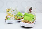 Load image into Gallery viewer, Princess Tiana shoes-Princess Tiana bling Converse-Girls Princess Tiana Shoes-Princess Tiana Converse

