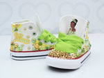Load image into Gallery viewer, Princess Tiana shoes-Princess Tiana bling Converse-Girls Princess Tiana Shoes-Princess Tiana Converse

