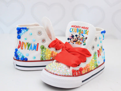 Mickey mouse clubhouse shoes- Mickey mouse clubhouse bling Converse-Girls Mickey mouse clubhouse Shoes-Mickey mouse clubhouse Converse