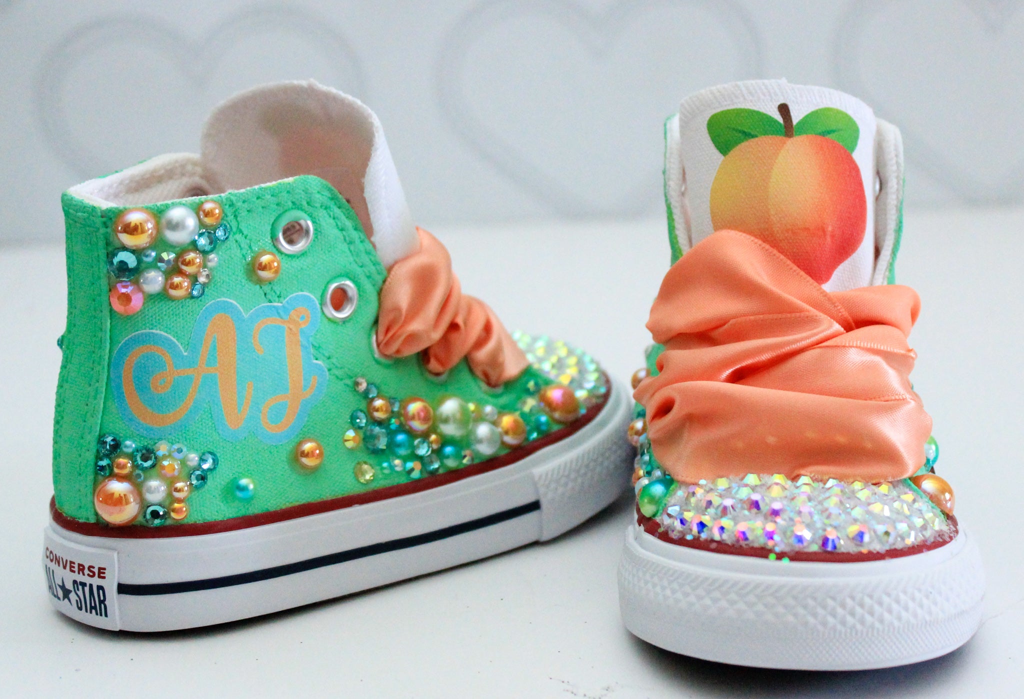 Peach shoes- Peach Converse-Girls Peach  Shoes-Peach  Converse-Sweet one converse- two sweet converse