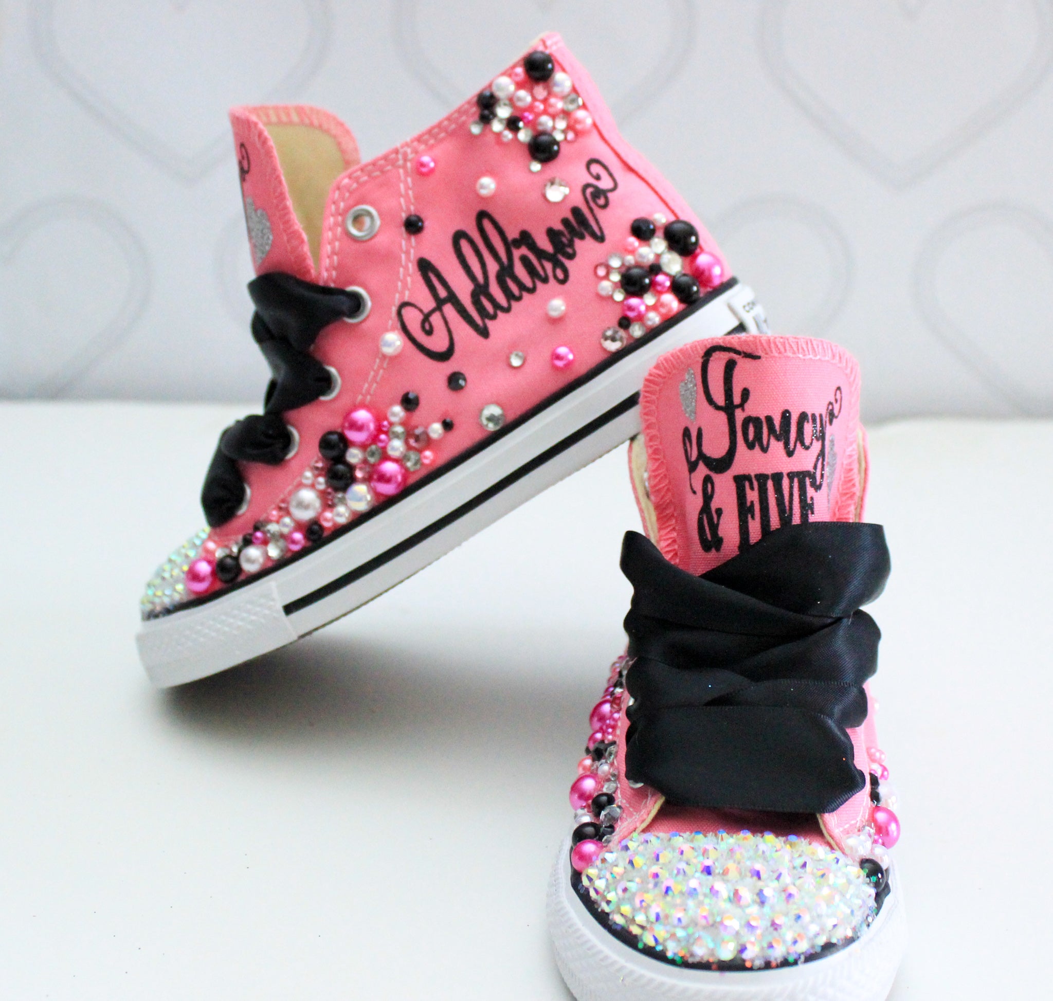 opfindelse form backup Fancy Fabulous and Five shoes- Fancy Fabulous and Five bling Converse- –  Pink Toes & Hair Bows