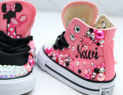 Minnie Mouse shoes- Minnie Mouse bling Converse-Girls Minnie Mouse Shoes- Minnie Mouse Converse