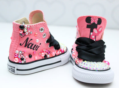 Minnie Mouse shoes- Minnie Mouse bling Converse-Girls Minnie Mouse Shoes- Minnie Mouse Converse