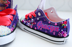 Purple queen lol doll shoes- Purple queen lol doll bling Converse-Girls Purple queen lol doll Shoes-Purple queen lol doll Converse