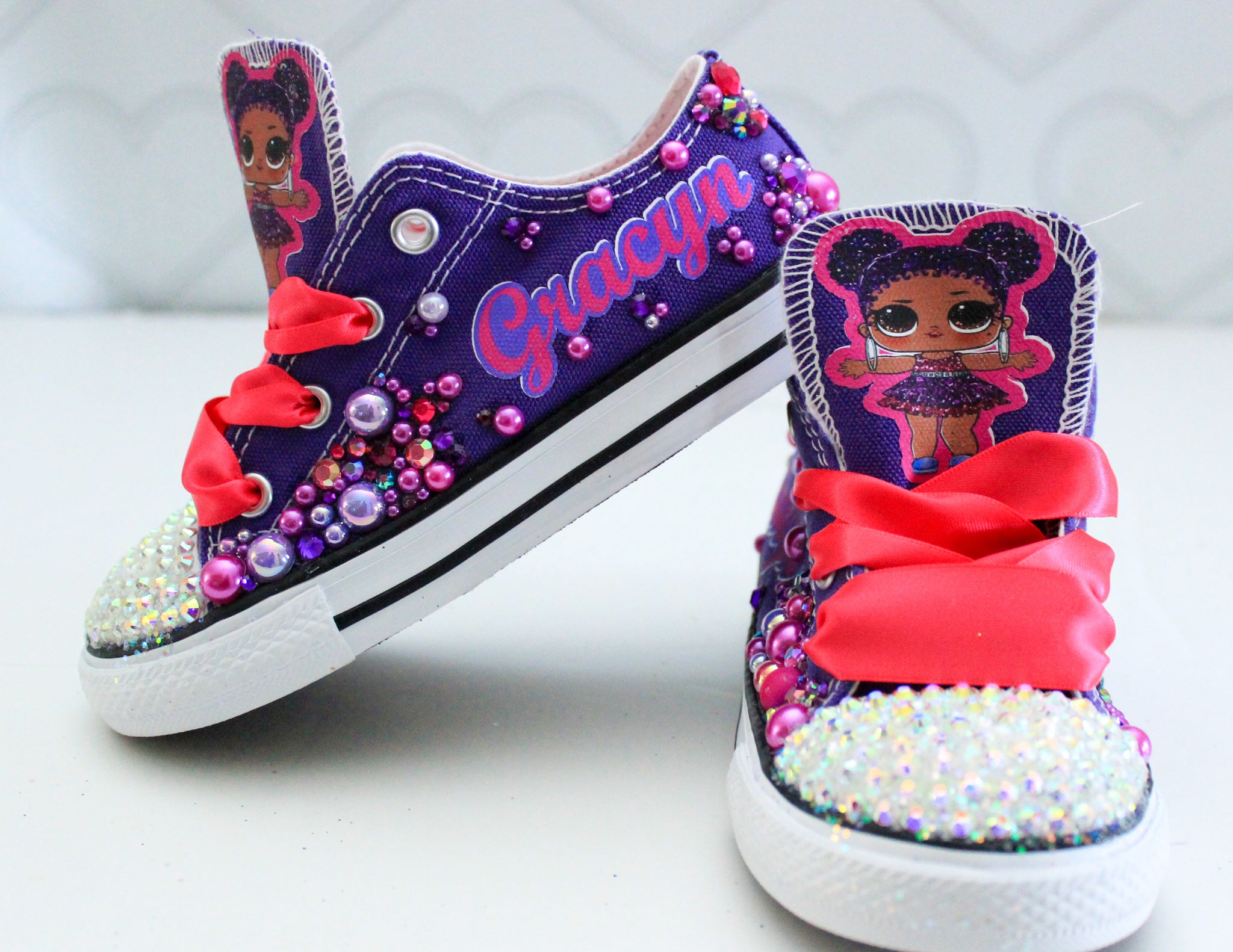 Purple queen lol doll shoes- Purple queen lol doll bling Converse-Girls Purple queen lol doll Shoes-Purple queen lol doll Converse