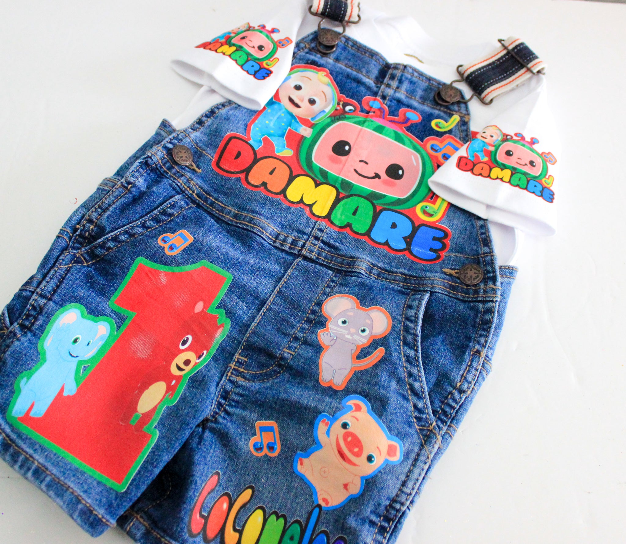 Cocomelon store overalls & T-shirt