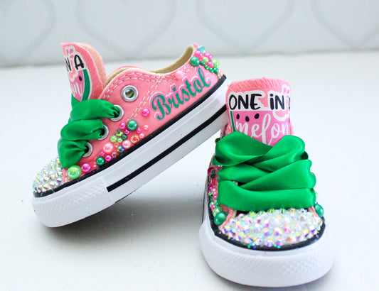 Watermelon shoes- watermelon bling Converse-Girls watermelon Shoes-watermelon converse