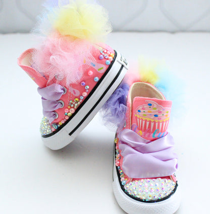 Cupcake shoes- Cupcake bling Converse-Girls Cupcake Shoes- Cupcake Converse