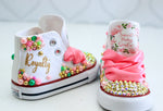 Load image into Gallery viewer, 1st birthday shoes- 1st birthday Converse-Girls 1st birthday Shoes-first birthday Converse
