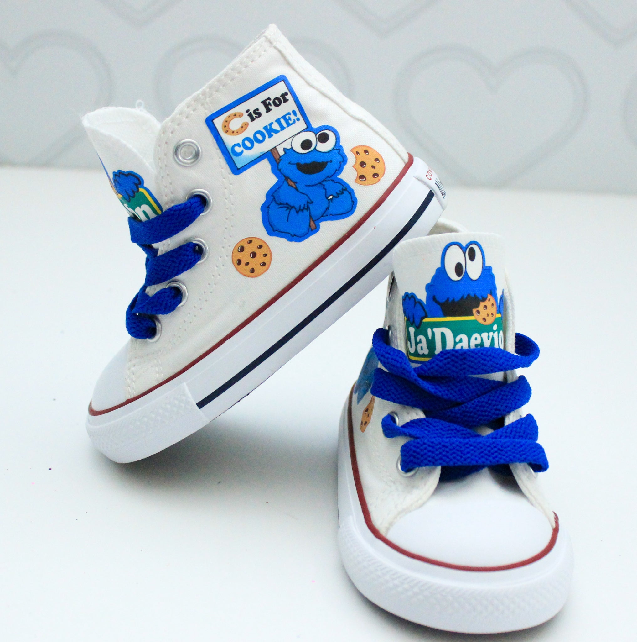 Monster shoes- Cookie Monster Converse-Boys Cookie Shoe – Pink Toes Hair Bows