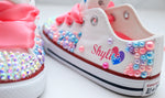 Load image into Gallery viewer, Baby shark shoes- Baby shark bling Converse-Girls Baby shark Shoes-
