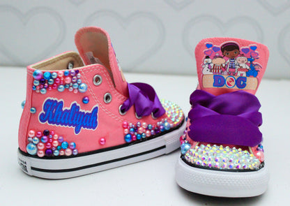 Doc mcstuffins shoes- Doc mcstuffins bling Converse-Girls Doc mcstuffins Shoes-Doc mcstuffins Converse