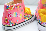 Load image into Gallery viewer, Flamingo shoes- Flamingo bling Converse-Girls Flamingo Shoes- Flamingo Converse
