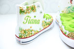 Load image into Gallery viewer, Princess Tiana shoes- Princess Tiana bling Converse-Girls Princess Tiana Shoes-Princess Tiana Converse
