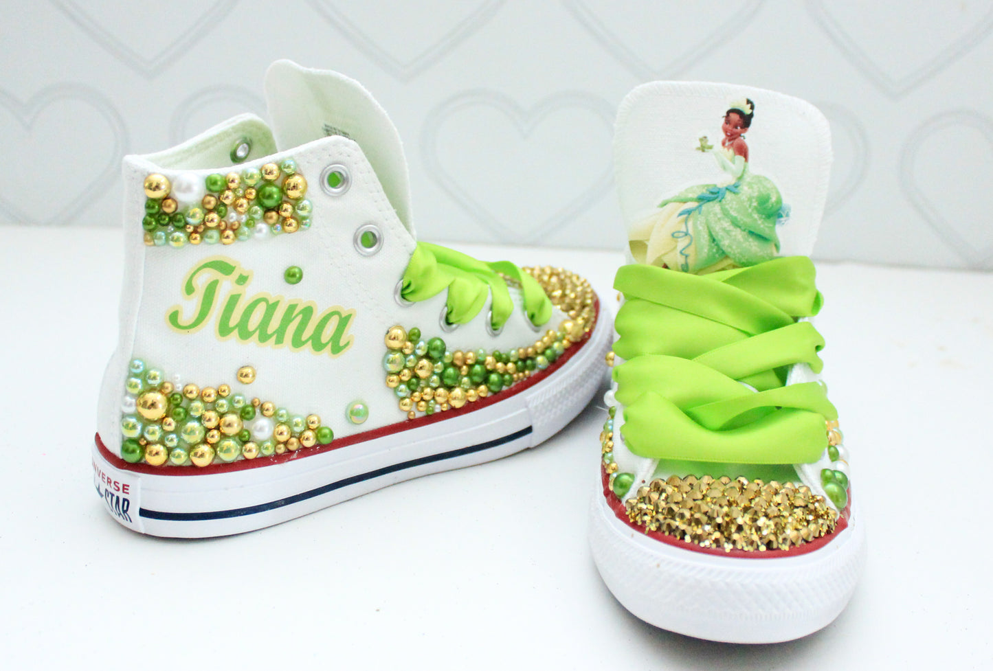 Princess Tiana shoes- Princess Tiana bling Converse-Girls Princess Tiana Shoes-Princess Tiana Converse