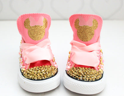 Minnie Mouse shoes- Minnie Mouse bling Converse-Girls Minnie Mouse Shoes-Minnie Mouse Converse