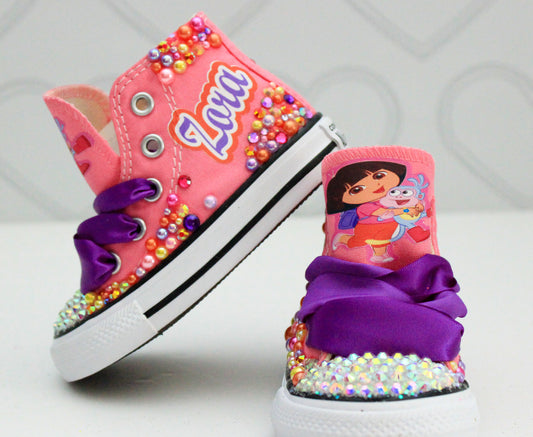 Dora the explorer shoes- Dora the explorer bling Converse-Girls Dora the explorer Shoes-Dora the explorer Converse