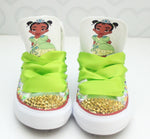 Load image into Gallery viewer, Princess Tiana shoes- Princess Tiana bling Converse-Girls Princess Tiana Shoes
