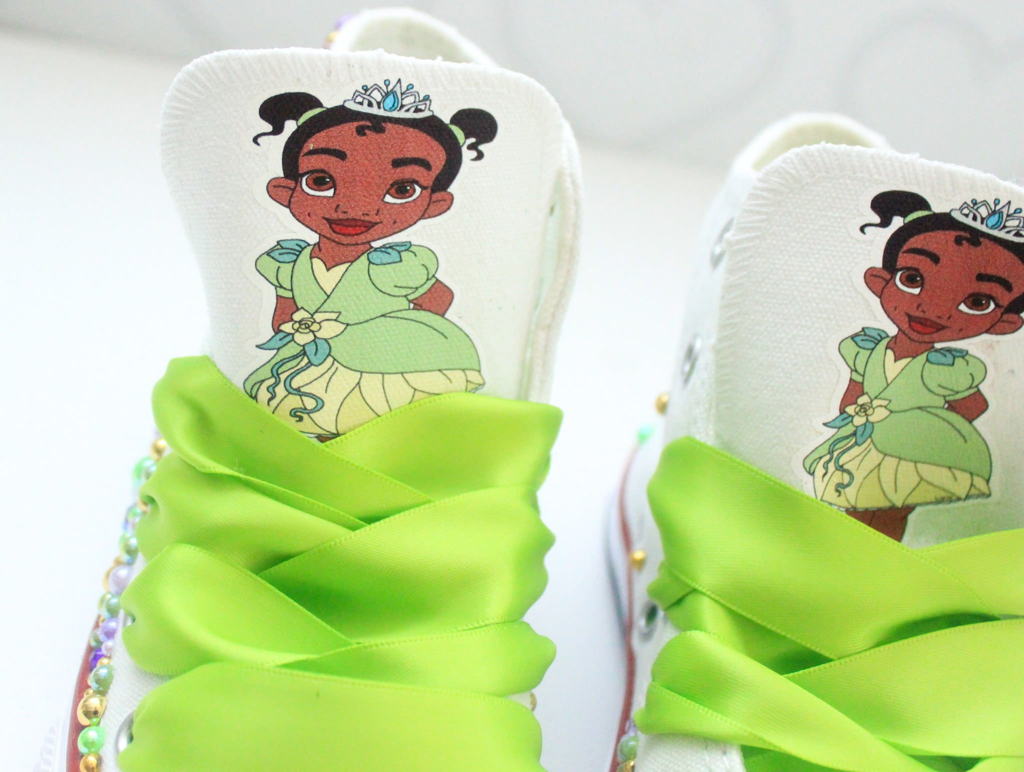 Princess Tiana shoes- Princess Tiana bling Converse-Girls Princess Tiana Shoes
