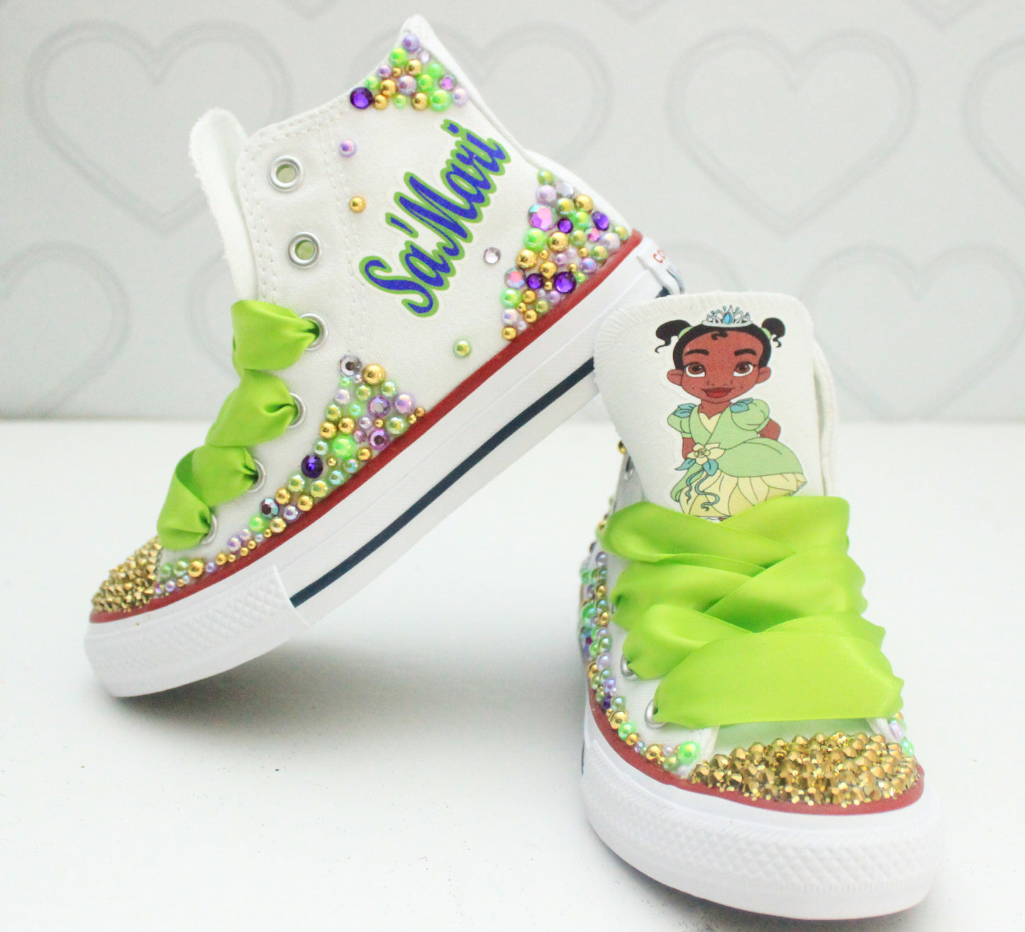 Princess Tiana shoes- Princess Tiana bling Converse-Girls Princess Tiana Shoes