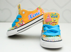 Spongebob shoes- Spongebob bling Converse-Girls Spongebob Shoes-Spongebob converse