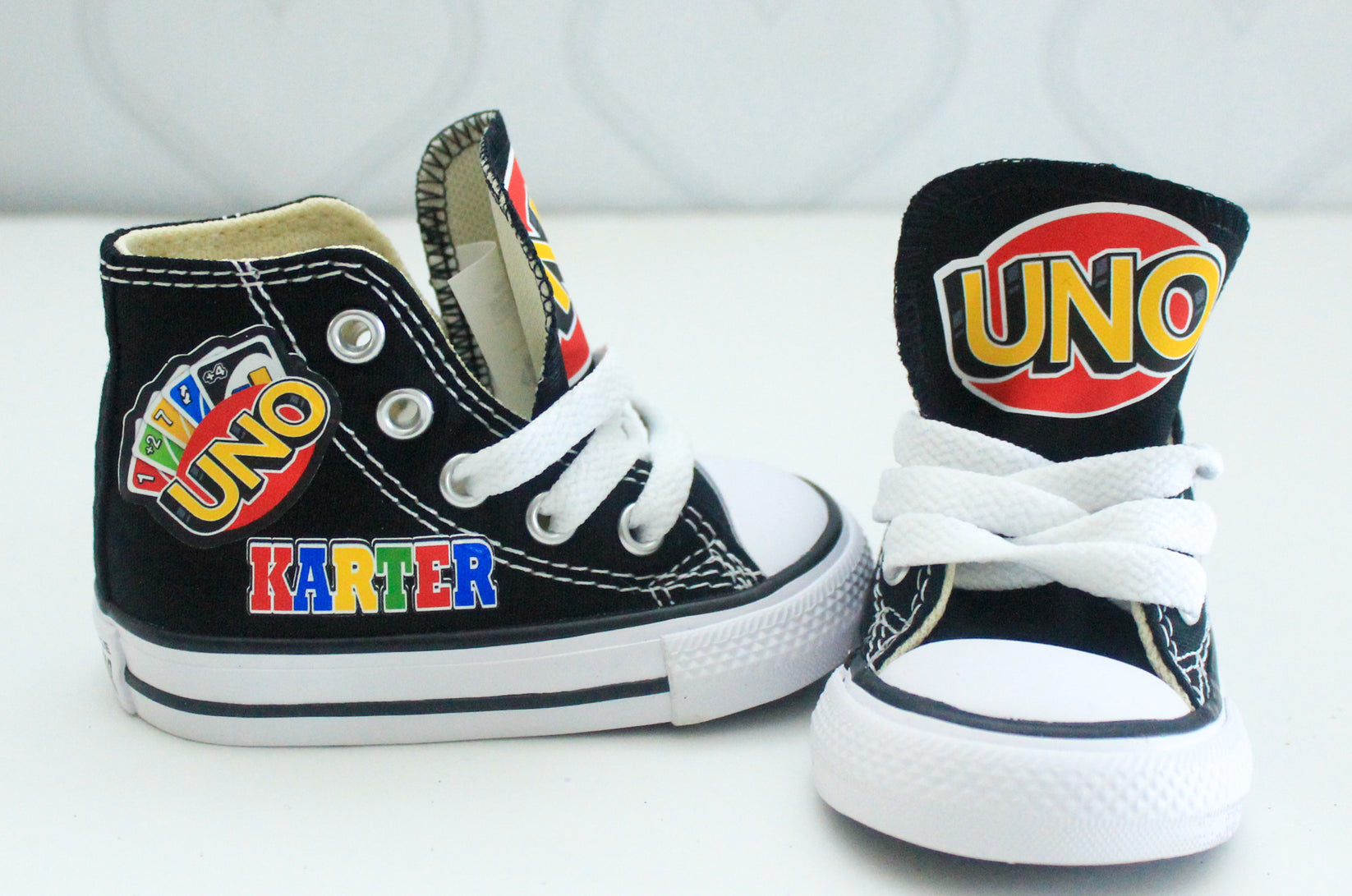 Uno shoes- Uno Converse-Boys Uno Shoes – Pink Toes & Hair Bows