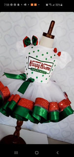 Load image into Gallery viewer, Krispy Kreme tutu set- krispy kreme outfit- krispy kreme dress-krispy kreme birthday

