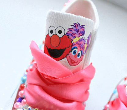 Elmo and abby shoes- elmo and abby bling Converse-Girls elmo and abby Shoes-elmo and abby Converse