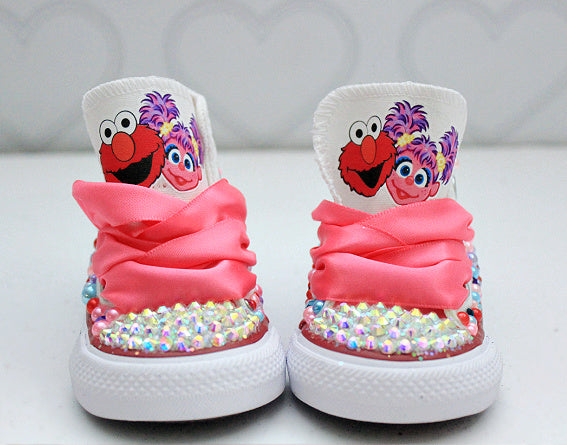 Elmo and abby shoes- elmo and abby bling Converse-Girls elmo and abby Shoes-elmo and abby Converse