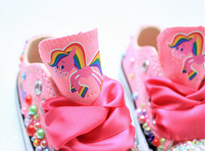 Baby's first shoes- Baby's first  bling Converse-Girls Baby's first  Shoes-Rainbow horse shoes
