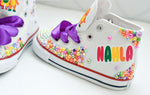 Load image into Gallery viewer, Barney shoes- Barney bling Converse-Girls Barney Shoes- Barney Converse
