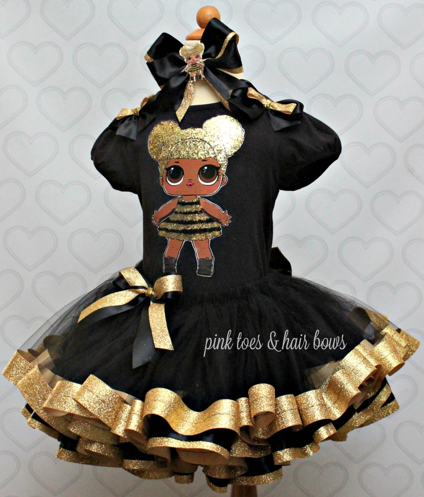 Queen bee lol surprise doll tutu set-Queen bee lol surprise outfit-Queen bee lol dress