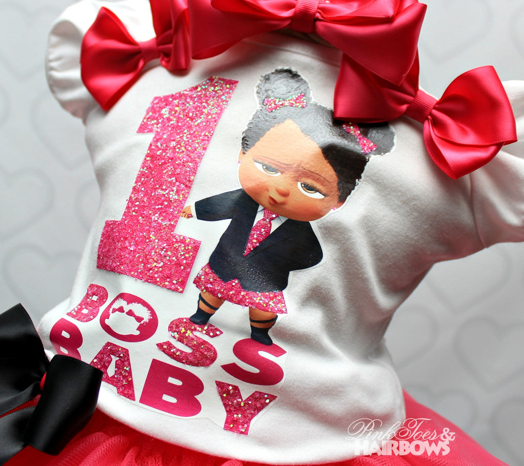 Boss Baby tutu setBoss Baby outfitBoss Baby dress Pink Toes & Hair Bows