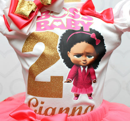 Boss Baby tutu set-Boss Baby outfit-Boss Baby dress-Pink and gold